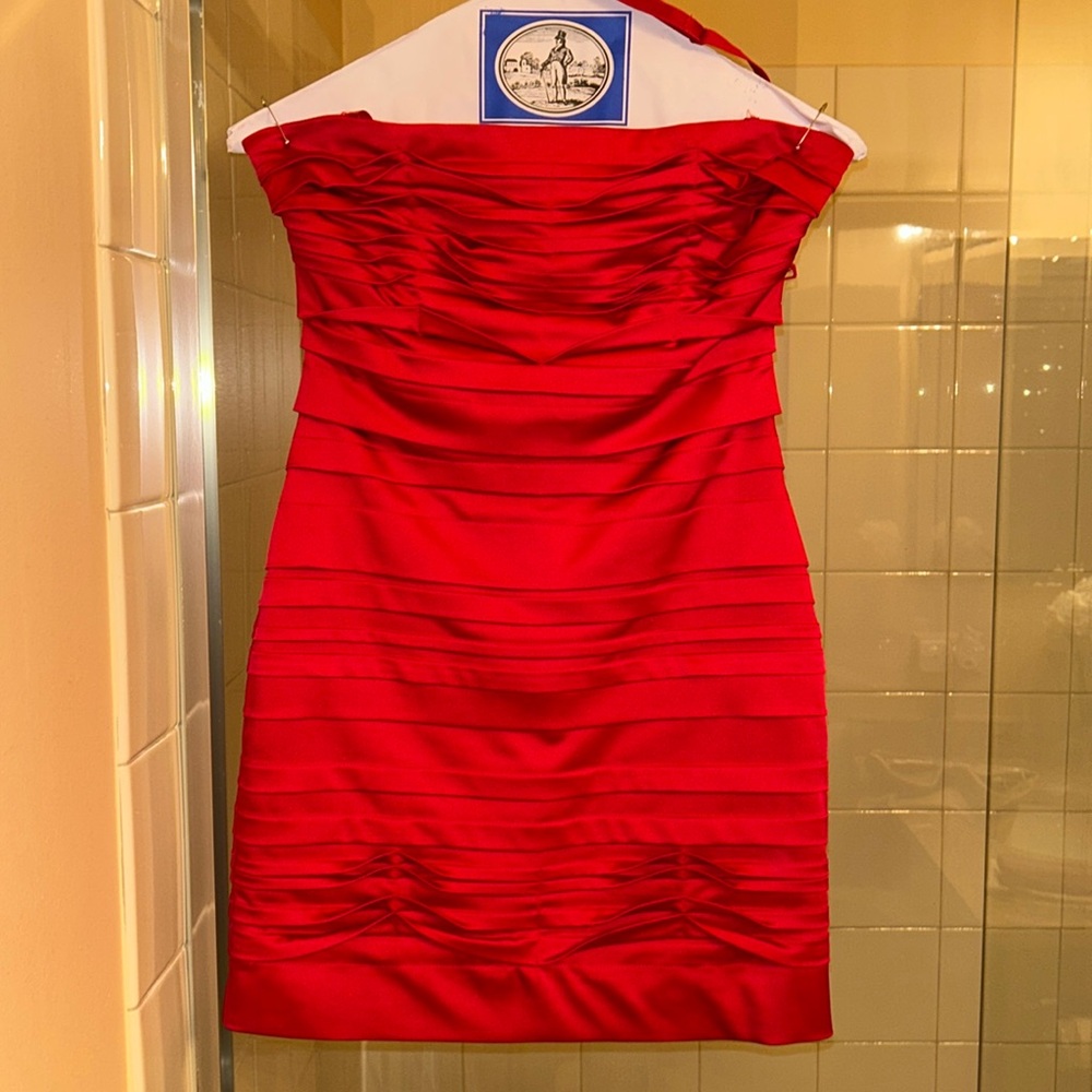 BCBGMAXAZRIA Satin Strapless Dress - Red - Size 0